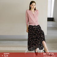 顏域氣質(zhì)長(cháng)袖V領(lǐng)開(kāi)衫外套女士2024春季新款糖果色短款修身針織衫 粉色 XXL/44