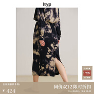 旅途原品【明星同款】ltyp墨上花開(kāi)真絲手工拔染半裙時(shí)尚優(yōu)雅八分/拖地裙 八分-黑杏色-潑墨扎染 M