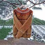 熱賣(mài)歐美新款毛衣女圓領(lǐng)拼色寬松時(shí)尚套頭針織衫 9138#桔色 S