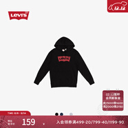 Levi's【特價(jià)來(lái)襲】李維斯情侶同款經(jīng)典寬松休閑logo套頭連帽衛衣 黑色 19622-0005 M