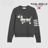 THOM BRIELLE湯姆TB圓領(lǐng)毛衣情侶款小狗圖案暖男風(fēng)紳士休閑套頭針織衫 灰色 XL