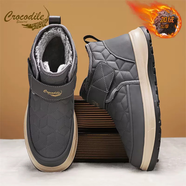 鱷魚(yú)恤冬季男士雪地靴加絨防滑戶(hù)外面包鞋男鞋2025新款東北大棉鞋 灰色 39