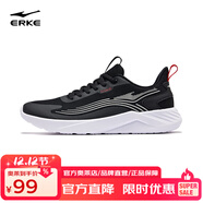 鴻星爾克（ERKE）跑步鞋新款輕便軟彈運動(dòng)鞋透氣減震跑鞋男鞋子男款 正黑/淺灰 44