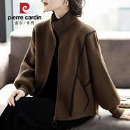 皮爾卡丹春裝時(shí)尚50多歲外套中老年人女?huà)寢尨呵镅笈蓨A克衫2025新款上衣服 咖色 2XL (建議130-145斤)