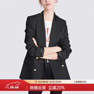 MeetMetro瑪依爾時(shí)尚西裝外套女2025秋新款英倫風(fēng)通勤簡(jiǎn)約寬松休閑小西服 黑色【現貨閃電發(fā)】 XL