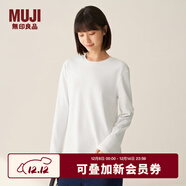 無(wú)印良品（MUJI）女式 雙羅紋編織 圓領(lǐng)長(cháng)袖T恤 上衣打底衫女裝25年冬季 白色 L (165/88A)