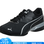 彪馬（PUMA）運動(dòng)跑步鞋男子秋季透氣低幫系帶厚底網(wǎng)眼Tazon6禮物拼色緩震防滑 Black/Silver 41 碼8.5美碼