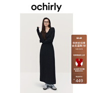 歐時(shí)力OCHIRLY 羊毛軟糯優(yōu)雅毛針織連衣裙V領(lǐng)秋冬季新品通勤簡(jiǎn)約 深灰 L
