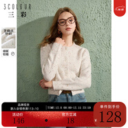 三彩獨醒冬款芝麻點(diǎn)毛衣開(kāi)衫圓領(lǐng)針織衫泡泡袖毛衫寬松女 米白色 XL 170/92A