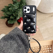 ins風(fēng)立體玫瑰花適用蘋(píng)果17promax手機殼iphone16保護套15pro新款 黑色（加掛繩） iPhone 16