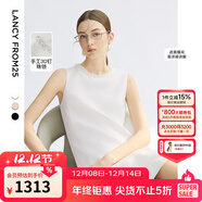 朗姿2025夏季新款無(wú)袖圓領(lǐng)連衣裙女直筒重工釘珠優(yōu)雅通勤都市裙子 本白色 XL