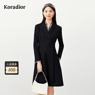 珂萊蒂爾【美麗諾羊毛】商場(chǎng)同款冬季氣質(zhì)西裝裙連衣裙女 黑色 2XL