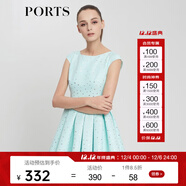 PORTS寶姿女裝 春夏新品銀蔥星星提花連衣裙SV8D004CFD013 湖水綠 XS (2)