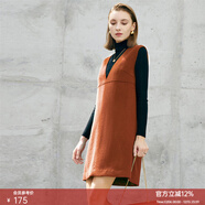 顏域V領(lǐng)無(wú)袖毛呢連衣裙女2025新款冬時(shí)尚寬松氣質(zhì)呢子裙子 咖色 S/36