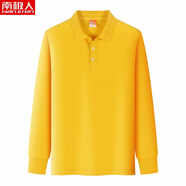 南極人（Nanjiren）爸爸裝polo衫春秋季男士長(cháng)袖翻領(lǐng)T恤純色百搭時(shí)尚休閑男裝體恤衫 HCZY-2220黃色 S 85-100斤