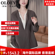 OLOEY國際一線(xiàn)品牌撞色拼接設計假兩件長(cháng)袖襯衫女春季新款休閑百搭氣質(zhì) 襯衫 【加購收藏優(yōu)先發(fā)貨】 XL (建議120-129斤)