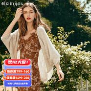 Olrain歐芮兒杏色開(kāi)衫毛衣女春季女裝寬松慵懶薄款針織披肩外套衣服 杏色 M