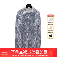 Charlie Luciano 【白敬亭同款】男女情侶襯衫格子寬松編織cl小香風(fēng)潮牌百搭外套 紫白 S