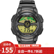 卡西歐（CASIO） 卡西歐(CASIO)運動(dòng)手表 學(xué)生男表 戶(hù)外防水男表數顯表 黑盤(pán)橡膠帶AE-1100W-1B