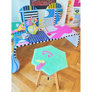 語(yǔ)森憶告別撞款煩惱六邊形地毯任意拼 臥室客廳雙蟲(chóng)人格 設計款-青蘋(píng)果 39x45cm