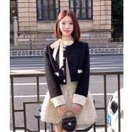 依樂(lè )琦富家千金套裝小香風(fēng)外套蓬蓬連衣裙子感公主小洋裝兩件套春秋 外套+連衣裙套裝 S