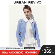 UR2025秋季新款女裝休閑童趣小狗圖案排扣針織開(kāi)衫UYY950107 粉藍 S