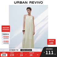 UR2025夏季新款女裝波嬉度假風(fēng)褶皺鏤空無(wú)袖連衣裙UWH750018 米黃 S