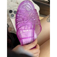 藍彩和紫色水晶鞋拖鞋適用17蘋(píng)果16promax手機殼14涼鞋16大腳15離譜13搞怪iPhone15promax丑土味炸裂奇葩 透明殼+紫色水晶鞋 iPhone6s