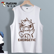 啄木鳥(niǎo)（TUCANO）背心男純棉夏季潮流男士無(wú)袖背心休閑寬松大碼青少年籃球運動(dòng)上衣 白鉛筆恐龍 L （重110-130斤高170-175）