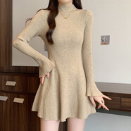 依樂(lè )琦紅色半高領(lǐng)袖秋冬胖mm內搭打底 【版】燕麥色【長(cháng)裙/高冷御姐風(fēng)/俏皮活潑/甜美 4XL 【180-200斤】