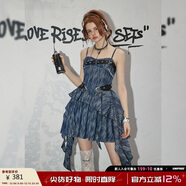 UNIFREE【明星同款】純欲吊帶牛仔連衣裙辣妹風(fēng)顯瘦不規則抹胸裙 L 