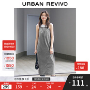UR2025春季新款女裝休閑工裝風(fēng)抽繩吊帶連衣裙UYV750030 淺灰 S