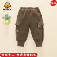 G.duck小黃鴨寶寶冬季加絨厚棉褲子中小兒童燈芯絨寬松卡通嬰幼兒保暖褲 咖啡色加絨燈芯絨棉褲 80cm