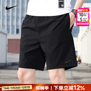 耐克（NIKE）官方 短褲秋冬男 25新款冰絲速干透氣五分寬松休閑褲跑步運動(dòng)短褲 DV9331-010/彈性面料/刺繡LOGO 黑 M