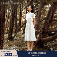 Tommy Hilfiger【條紋POLO裙】春夏女裝氣質(zhì)通勤拼色豎條紋收腰顯瘦連衣裙 白色條紋01S L
