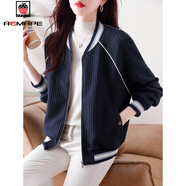 AEMAPE時(shí)尚休閑短款棒球服外套女秋冬2026新款女士春季氣質(zhì)寬松上衣 藏青色 M