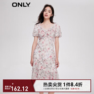 ONLY時(shí)尚甜美泡泡袖V領(lǐng)中裙碎花連衣裙女|123207140 彩花1 S (160) 80A