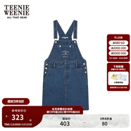 Teenie Weenie小熊女裝簡(jiǎn)約春裝休閑青秋牛仔背帶裙寬松直筒短裙女 中藍色 XS (155)