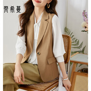 梵希蔓馬甲西裝外套女外穿小坎肩2026年春秋裝疊穿馬夾 V8227 卡其色 S