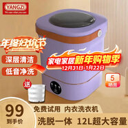 YANGZI揚子集團半全自動(dòng)迷你洗衣機小型洗脫一體 內衣內褲洗衣機學(xué)生宿舍 嬰兒洗襪子機帶脫水租房半自動(dòng) 升級款12L紫【藍光+CLE深度清潔+低音凈洗】