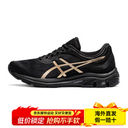 asicsGEL-PULSE11女子跑步鞋輕量回彈減震透氣運動(dòng)鞋 黑色/金色 35.5