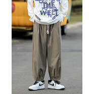 MOJY  日系復古工裝休閑褲男女士運動(dòng)夏季情侶寬松闊腿潮牌燈籠長(cháng)褲子 DSA102B-K199綠色 M [建議90-100斤] c