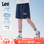 Lee童裝夏季兒童中褲男女童新品中大童彩虹裝飾扣針織五分褲短褲 涼感款/藏青 （86.3%錦綸） 150 cm