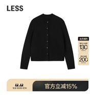 LESS2024年秋新款綿羊毛毛衫兩件套套裝2O8H20780 001本黑 S