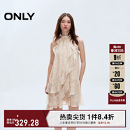 ONLY2025夏季新款淑女掛脖圓領(lǐng)荷葉邊短裙碎花連衣裙女|125207045 HH5桑迪紋樣沙色底 S