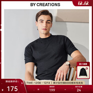 By Creations柏品進(jìn)口羊毛可機洗半高領(lǐng)針織短袖t男士商務(wù)休閑套頭易打理T恤衫 深灰色（半高領(lǐng)） M