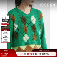 Andersson Bell男寬松嵌花棉質(zhì)混紡毛衣 綠色 XL