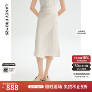 朗姿【Basic衣櫥】法式解構半裙顯瘦包臀裙醋酸半身裙夏新款裙子 銀灰色2 L