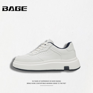 八哥BAGE品牌男鞋2025新款防滑耐磨軟底小白鞋經(jīng)典百搭潮流運動(dòng)板鞋男 米紅 39
