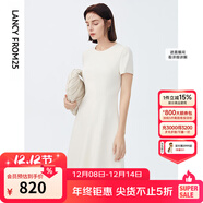 朗姿【三醋酸Basic衣櫥】休閑連衣裙夏季新款裙子高級感明星同款 白色3 S 155/76A